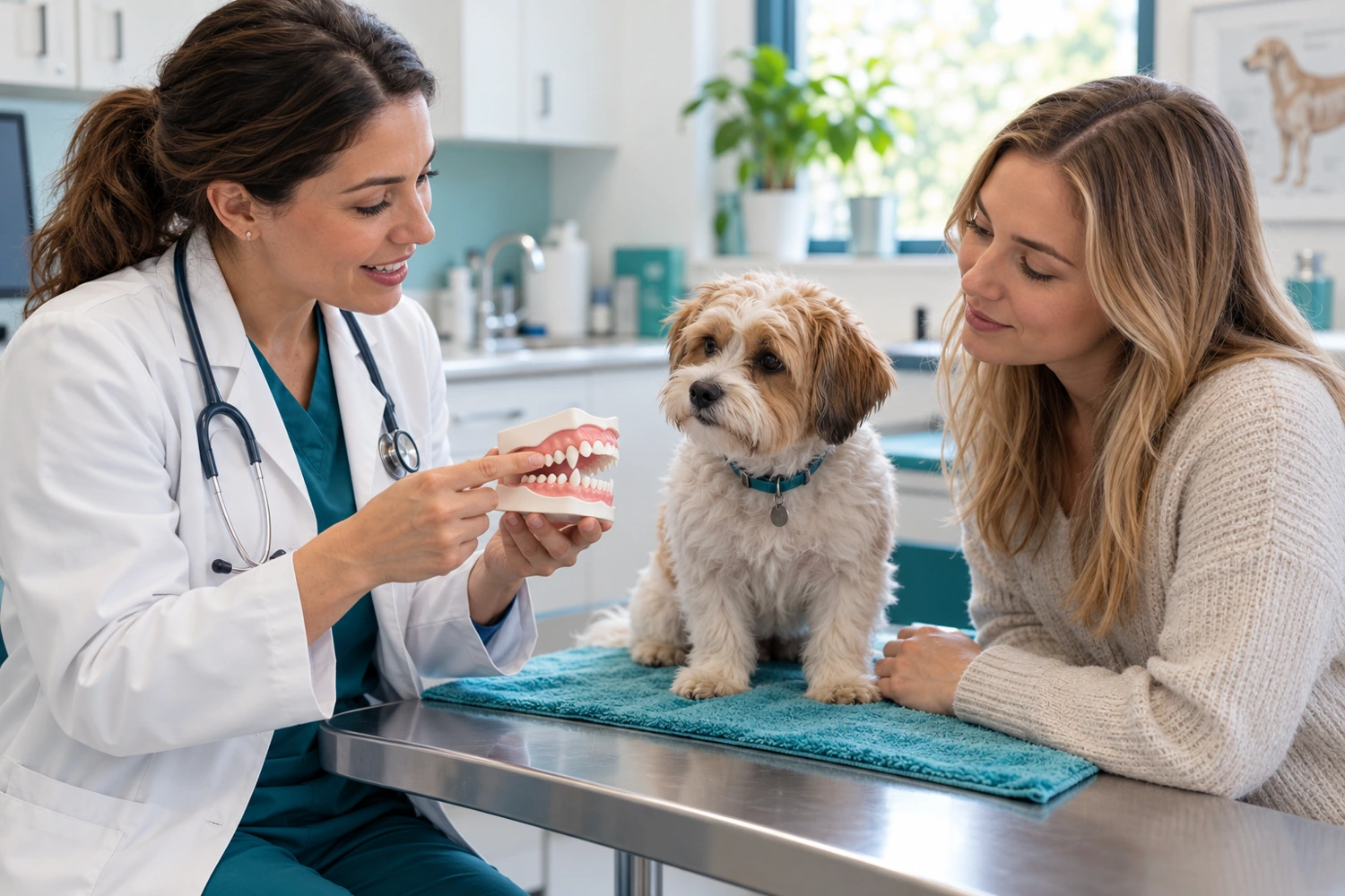 Escena clínica ilustrativa: Odontología veterinaria